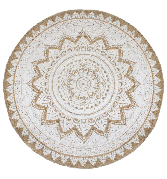 Tapis de sol Jute tressée imprimée 180 cm Rond | Mobilier & Déco