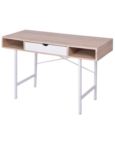 Bureau avec 1 compartiment Chêne et blanc | Mobilier & Déco