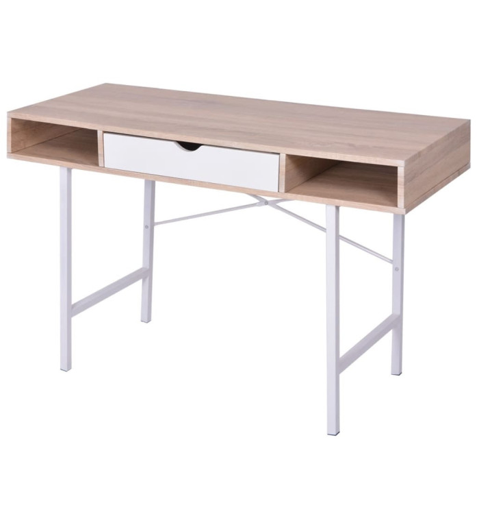 Bureau avec 1 compartiment Chêne et blanc | Mobilier & Déco