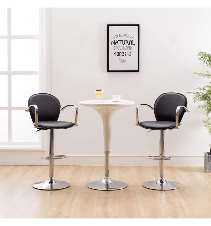 Tabourets de bar avec accoudoir lot de 2 noir similicuir | Mobilier & Déco