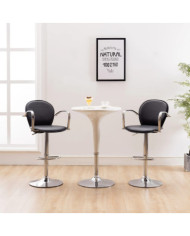 Tabourets de bar avec accoudoir lot de 2 noir similicuir | Mobilier & Déco