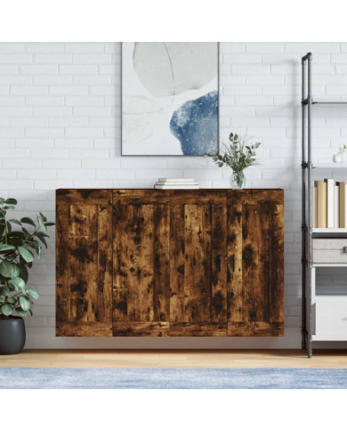 Armoires murales 2 pcs chêne fumé bois d'ingénierie | Mobilier & Déco