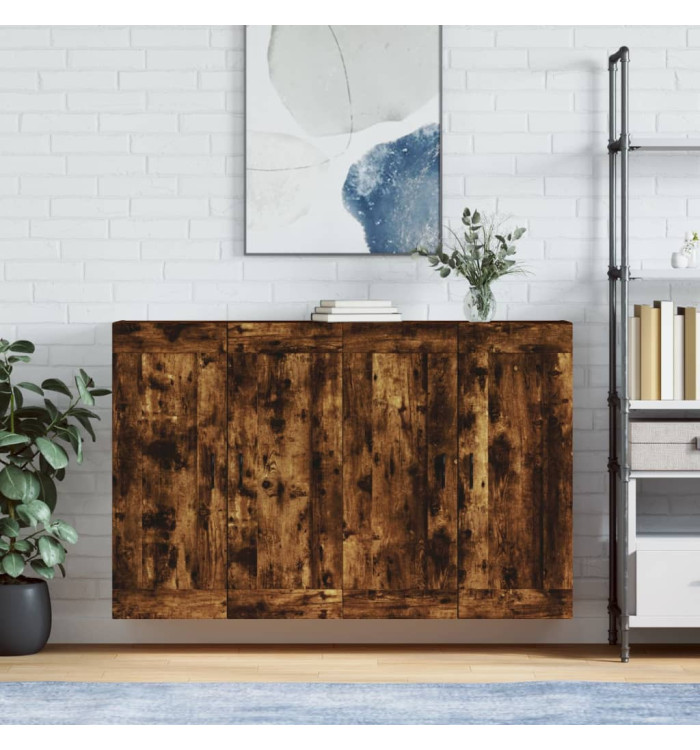 Armoires murales 2 pcs chêne fumé bois d'ingénierie | Mobilier & Déco