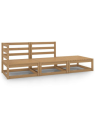 Salon de jardin 3 pcs marron miel bois de pin massif | Mobilier & Déco