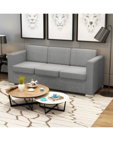 Canapé à 3 places Tissu Gris clair | Mobilier & Déco