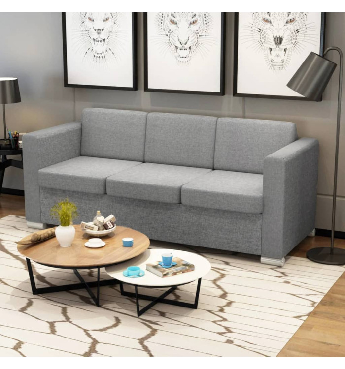 Canapé à 3 places Tissu Gris clair | Mobilier & Déco