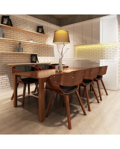Chaises à manger lot de 6 marron similicuir | Mobilier & Déco