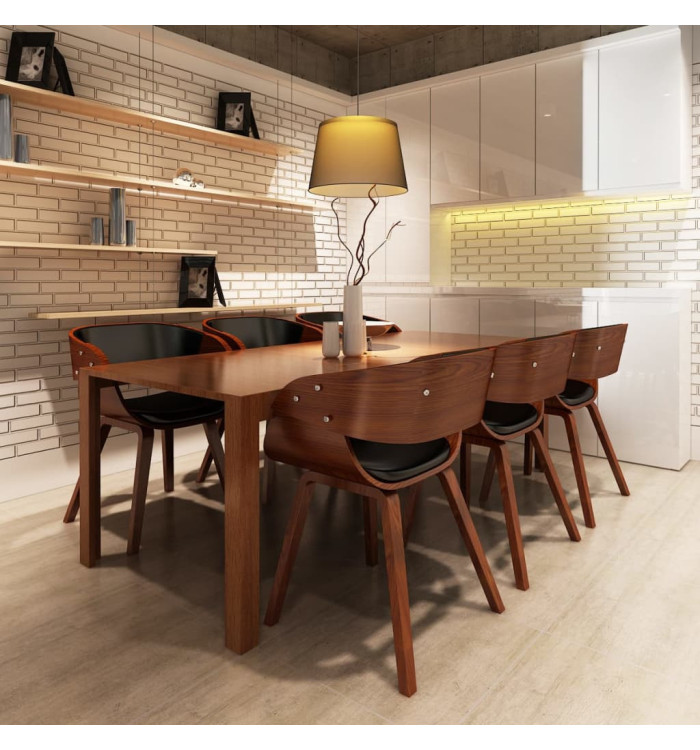 Chaises à manger lot de 6 marron similicuir | Mobilier & Déco