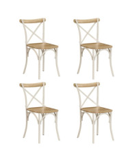 Chaises à dossier croisé lot de 4 blanc bois de manguier massif | Mobilier & Déco