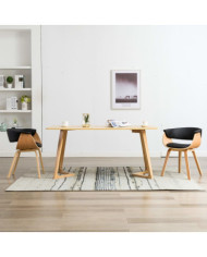 Chaises à manger lot de 2 noir bois courbé et similicuir | Mobilier & Déco
