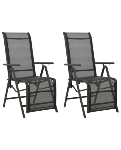 Chaises inclinables de jardin lot de 2 Textilène et aluminium | Mobilier & Déco