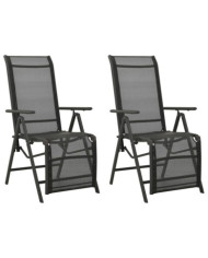 Chaises inclinables de jardin lot de 2 Textilène et aluminium | Mobilier & Déco