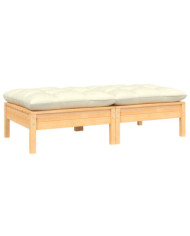 Canapé 2 places de jardin et coussins crème Bois de pin solide | Mobilier & Déco