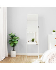 Armoire à bijoux miroir avec lumières LED sur pied blanc | Mobilier & Déco