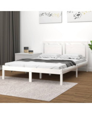Cadre de lit sans matelas blanc 140x200 cm bois massif | Mobilier & Déco