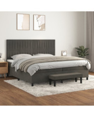 Sommier à lattes de lit et matelas Gris foncé 200x200cm Velours | Mobilier & Déco