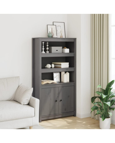 Buffet haut Gris 80x35x154 cm Bois massif de pin | Mobilier & Déco