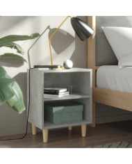 Tables de chevet avec pieds en bois 2 pcs Gris béton 40x30x50cm | Mobilier & Déco