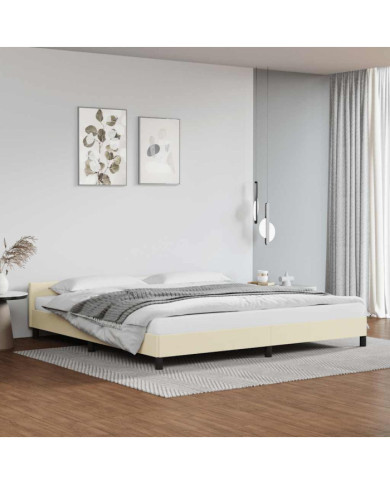 Cadre de lit avec tête de lit sans matelas crème 200x200 cm | Mobilier & Déco