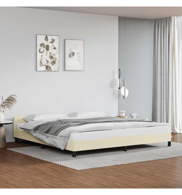 Cadre de lit avec tête de lit sans matelas crème 200x200 cm | Mobilier & Déco