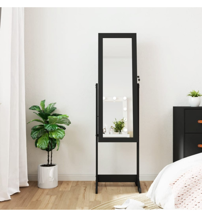 Armoire à bijoux miroir avec lumières LED sur pied noir | Mobilier & Déco