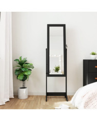 Armoire à bijoux miroir avec lumières LED sur pied noir | Mobilier & Déco