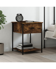 Table de chevet chêne fumé 44x45x58 cm bois d'ingénierie | Mobilier & Déco