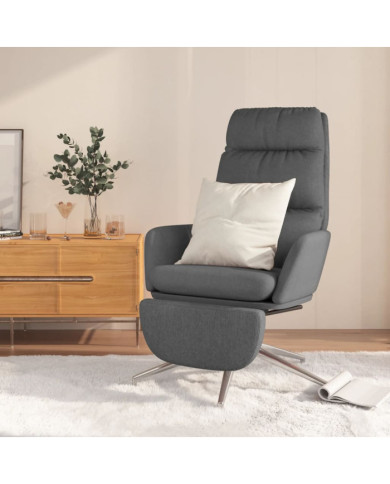 Chaise de relaxation avec repose-pied Gris foncé Tissu | Mobilier & Déco