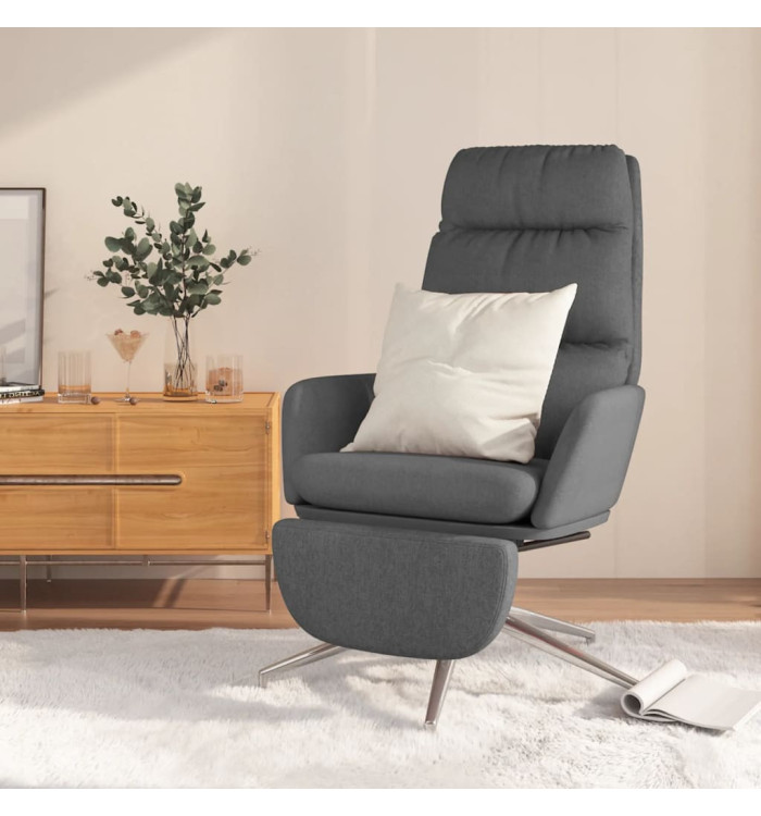 Chaise de relaxation avec repose-pied Gris foncé Tissu | Mobilier & Déco