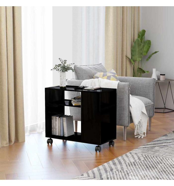 Table d'appoint Noir brillant 70x35x55 cm Bois d'ingénierie | Mobilier & Déco