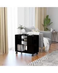 Table d'appoint Noir brillant 70x35x55 cm Bois d'ingénierie | Mobilier & Déco