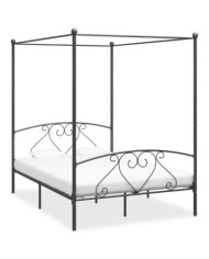 Cadre de lit à baldaquin sans matelas gris métal 160x200 cm | Mobilier & Déco