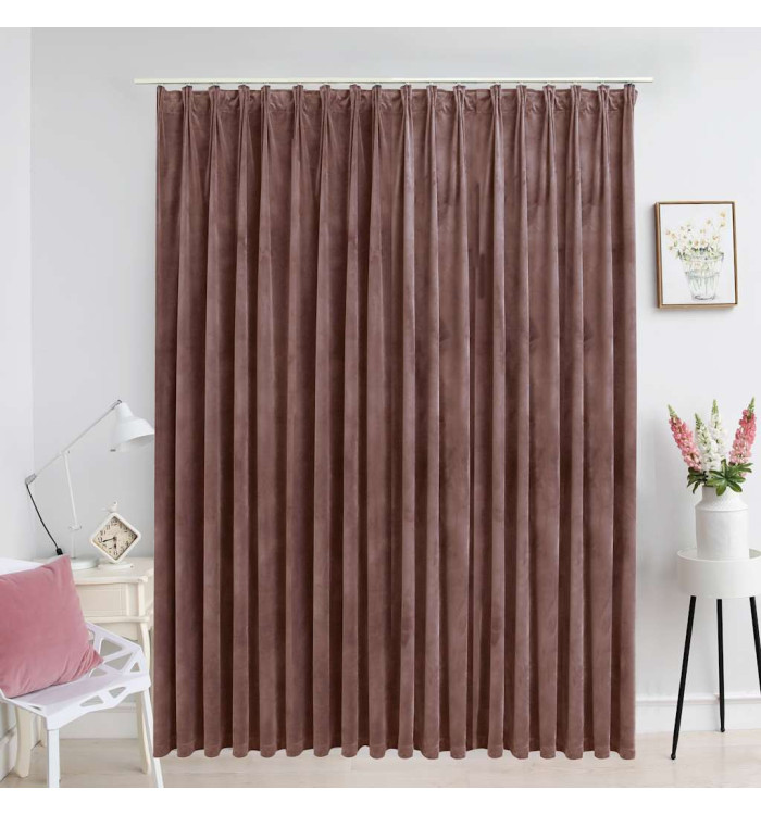 Rideau occultant avec crochets Velours Rose antique 290x245 cm | Mobilier & Déco
