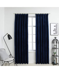 Rideaux occultants et crochet 2pcs Velours Bleu foncé 140x225cm | Mobilier & Déco