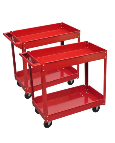 Chariots à outils pour atelier 2 pcs 100 kg 2 étagères | Mobilier & Déco