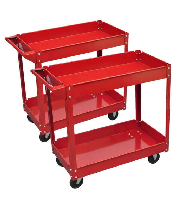 Chariots à outils pour atelier 2 pcs 100 kg 2 étagères | Mobilier & Déco