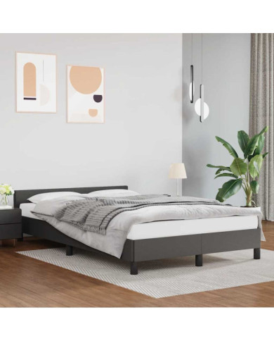 Cadre de lit avec tête de lit sans matelas gris 120x200 cm | Mobilier & Déco