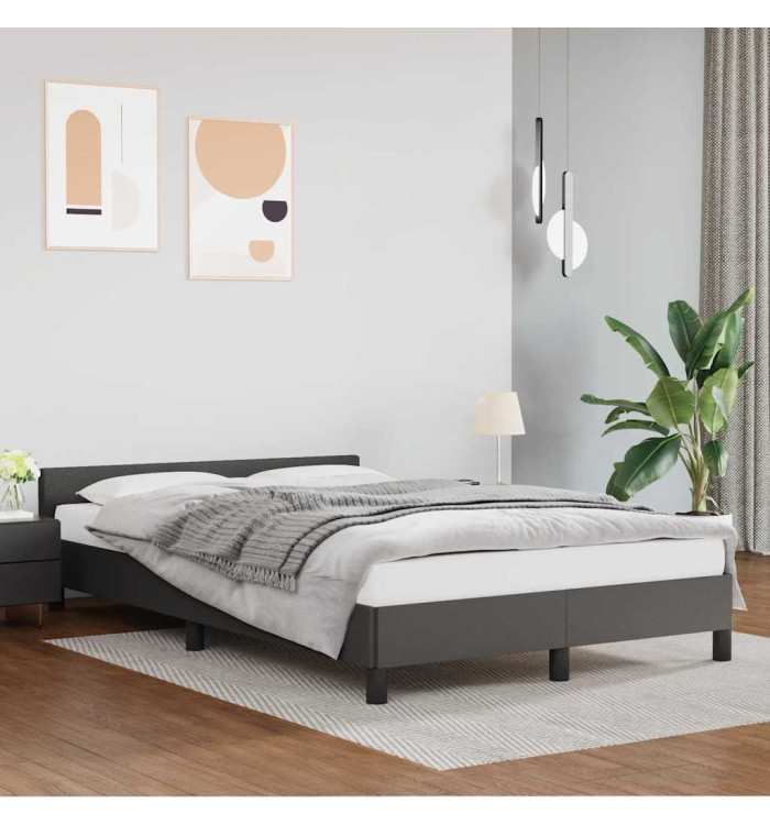 Cadre de lit avec tête de lit sans matelas gris 120x200 cm | Mobilier & Déco