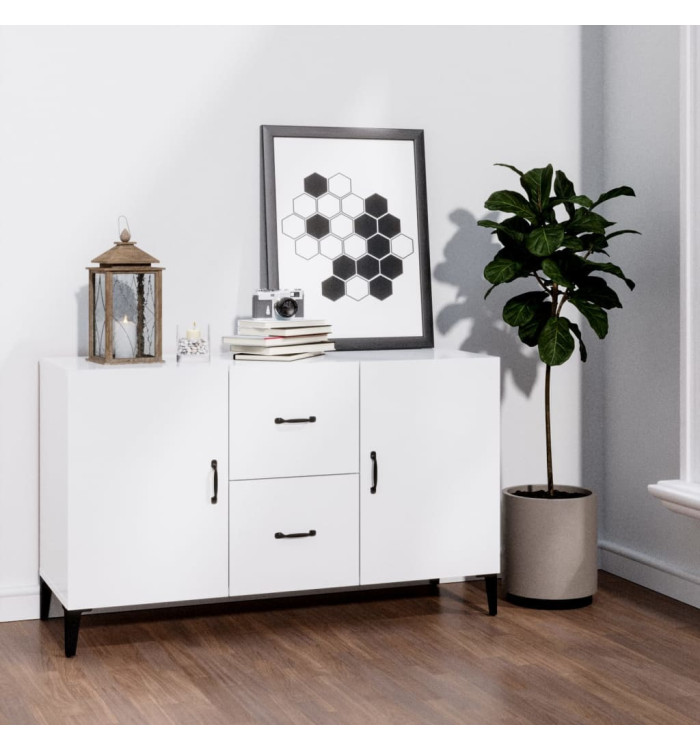 Buffet blanc brillant 100x36x60 cm bois d'ingénierie | Mobilier & Déco