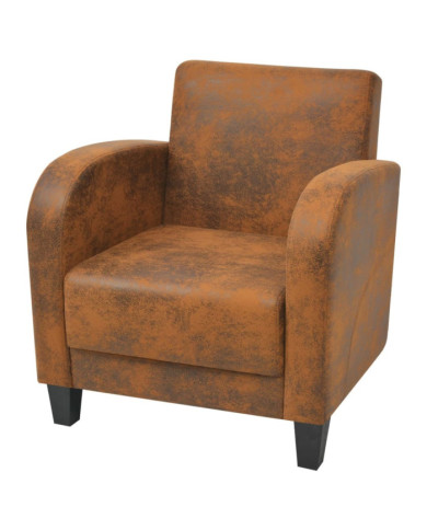 Fauteuil Marron Similicuir daim | Mobilier & Déco
