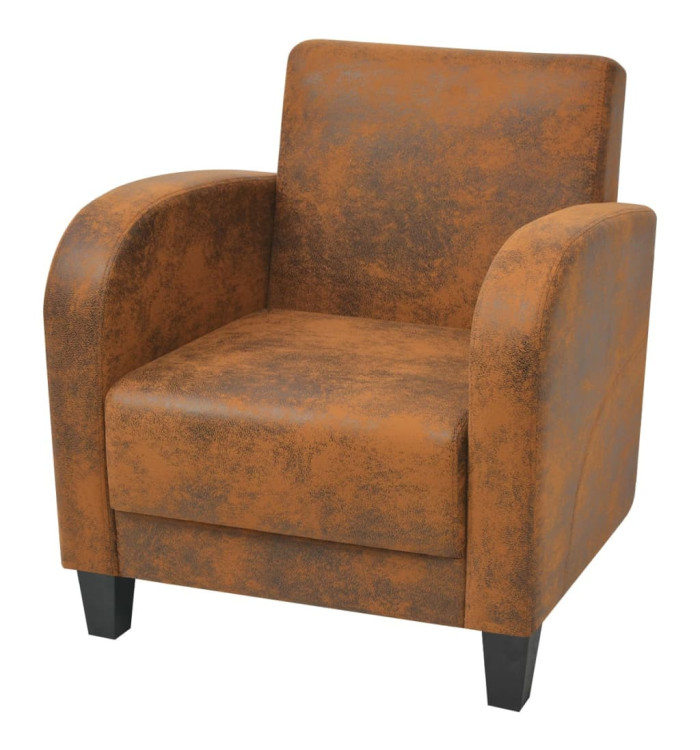 Fauteuil Marron Similicuir daim | Mobilier & Déco