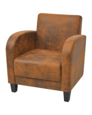 Fauteuil Marron Similicuir daim | Mobilier & Déco