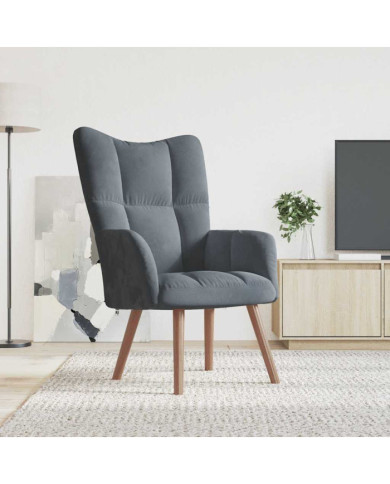 Chaise de relaxation Gris foncé Velours | Mobilier & Déco