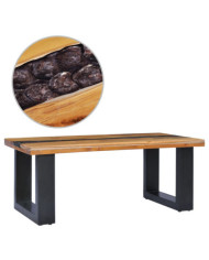 Table basse 100x50x40 cm Bois de teck massif et polyrésine | Mobilier & Déco