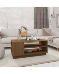 Table basse chêne marron 102x55x43 cm bois d'ingénierie | Mobilier & Déco
