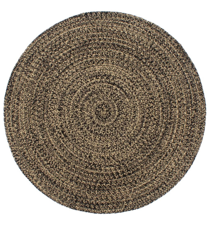 Tapis fait à la main Jute Noir et marron 180 cm | Mobilier & Déco