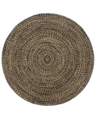 Tapis fait à la main Jute Noir et marron 180 cm | Mobilier & Déco