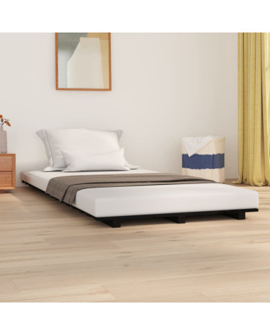 Cadre de lit sans matelas noir 90x200 cm bois de pin massif | Mobilier & Déco