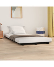 Cadre de lit sans matelas noir 90x200 cm bois de pin massif | Mobilier & Déco