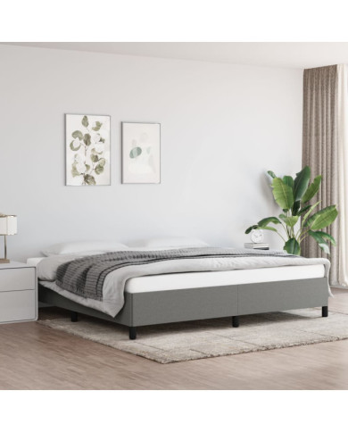 Cadre de lit sans matelas gris foncé 200x200 cm tissu | Mobilier & Déco